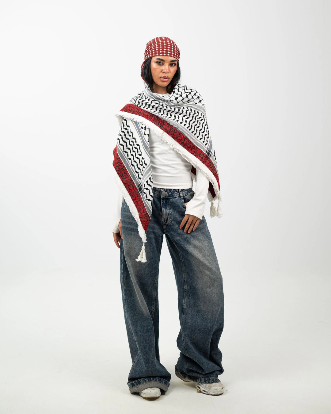 Embroidered Legacy – Gaza Red Palestinian Kuffiyeh