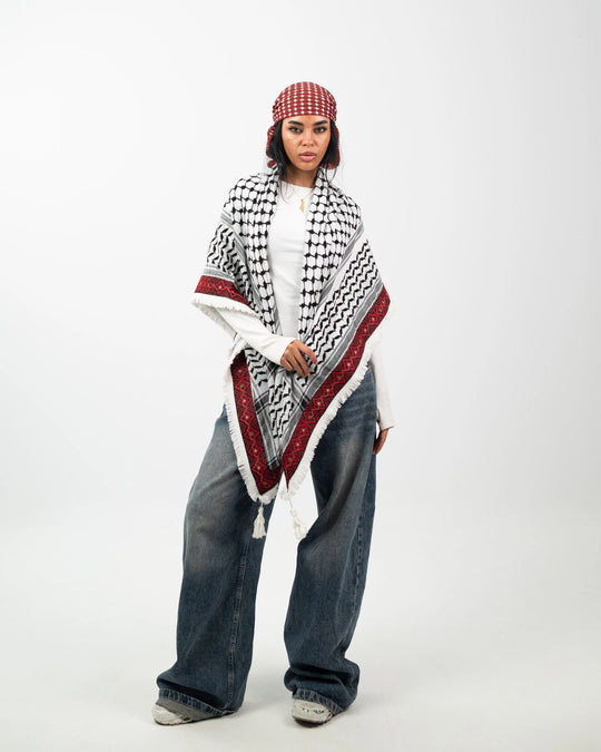 Embroidered Legacy – Red Rose kuffeyah