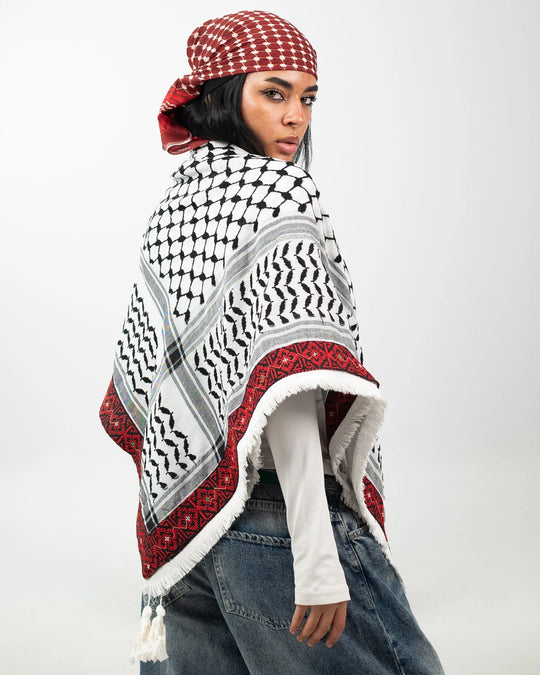 Embroidered Legacy – Red Rose kuffeyah