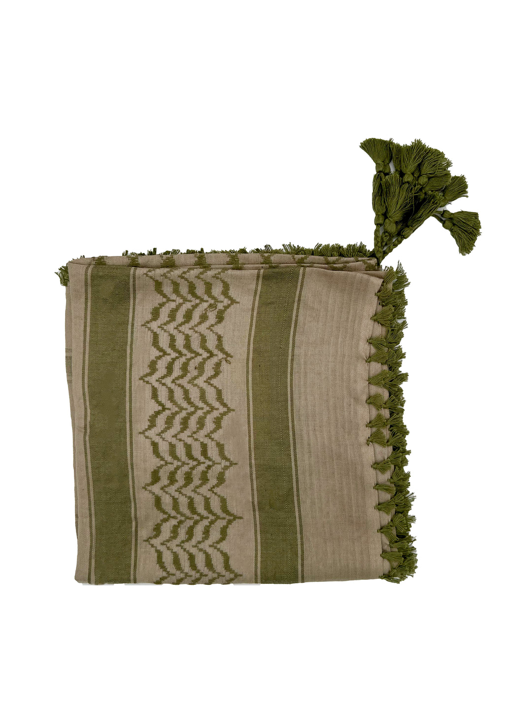 Desert and Olive Palestinian Kuffiyeh by YAFA ARTS