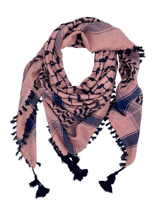 Navy Blue X Soft Pink: Luxury Palestinian Kuffiyeh