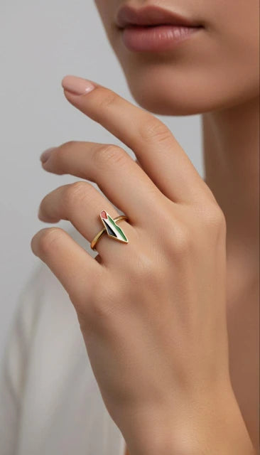 Palestine Flag Map Ring - Four Colors, One Heart, Infinite Pride