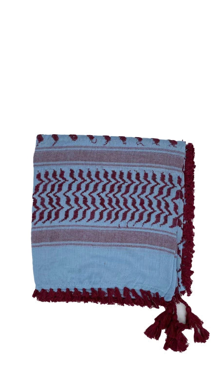Soft Blue X Red Palestinian Keffiyeh