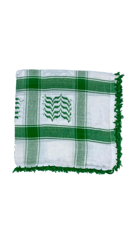 White X Light Green Palestinian Keffiyeh