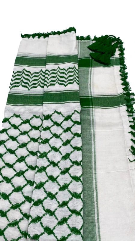 White X Light Green Palestinian Keffiyeh