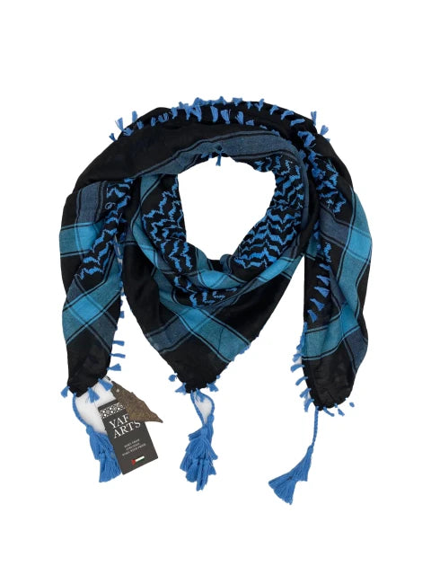 Black X Light Blue Palestinian Keffiyeh