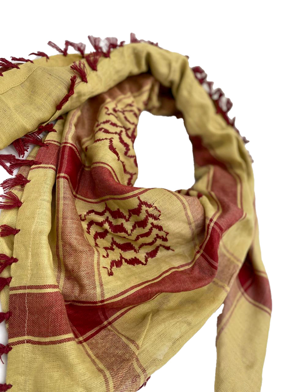 Sandy Yellow X Deep Red Palestinian Keffiyeh
