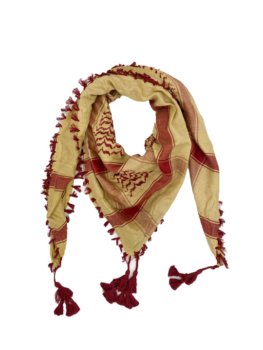 Sandy Yellow X Deep Red Palestinian Keffiyeh