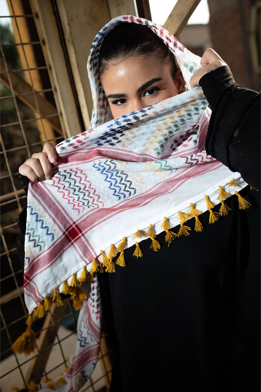 The Yafa Rainbow Kuffiyeh — Ivory Base - Limited Edition